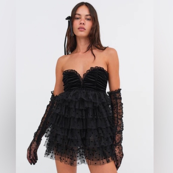 For Love & Lemons Jourdan Off The Shoulder Mini Dress - Picture 1 of 9